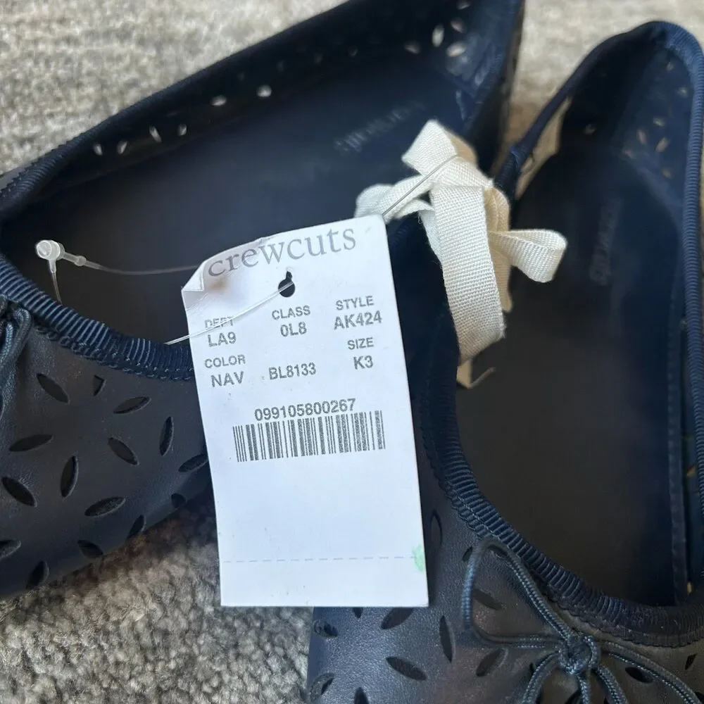Crewcuts by J. Crew Girls Cutout Navy Ballet Flats, Size 3 NWT